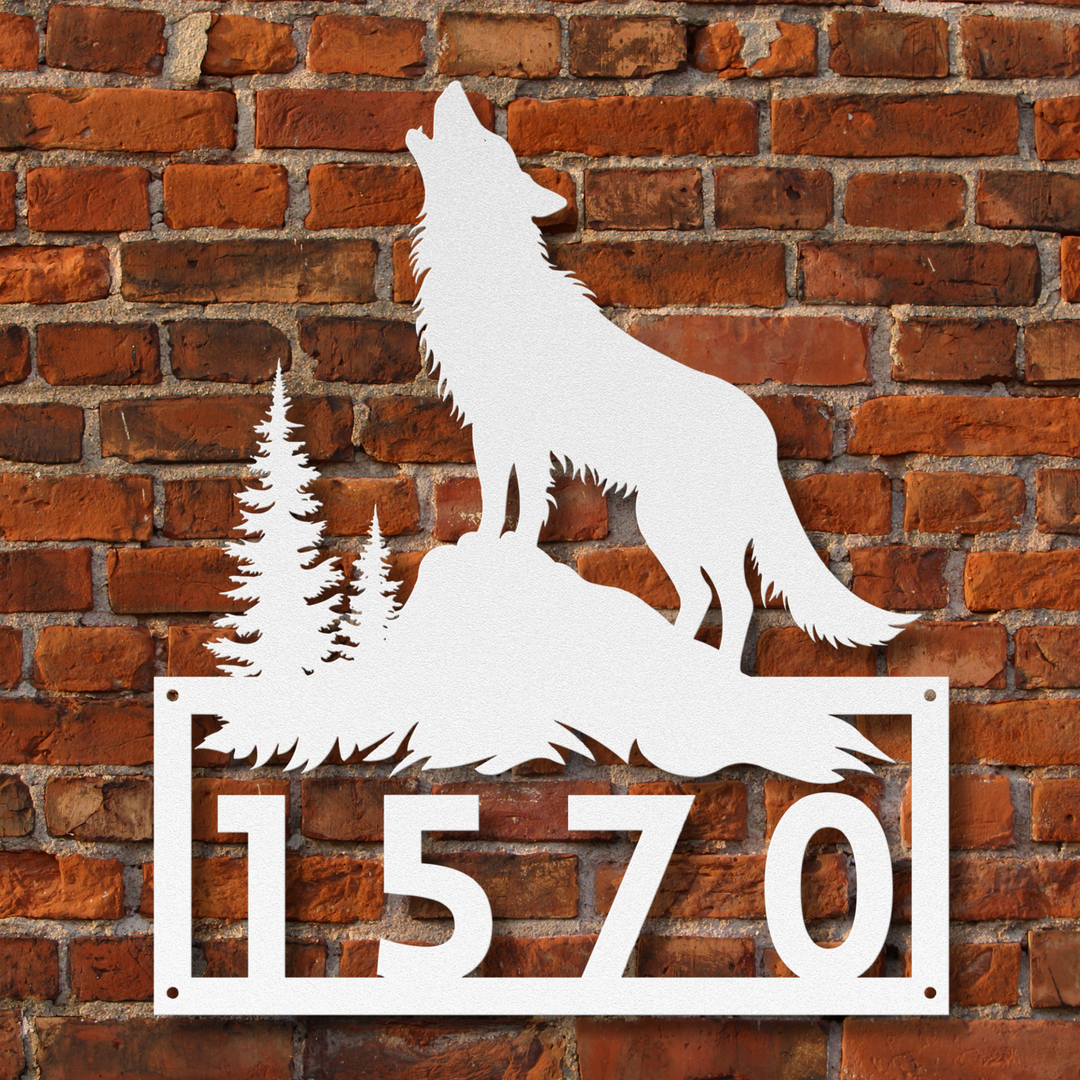 Wolf Metal Address Sign