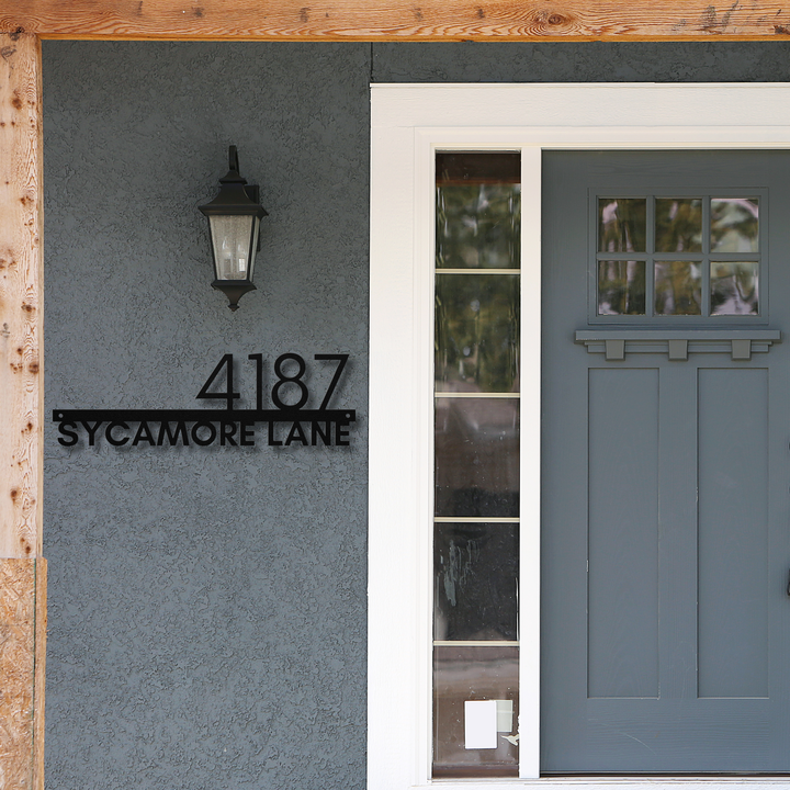 Modern Horizontal Right Metal Address Sign