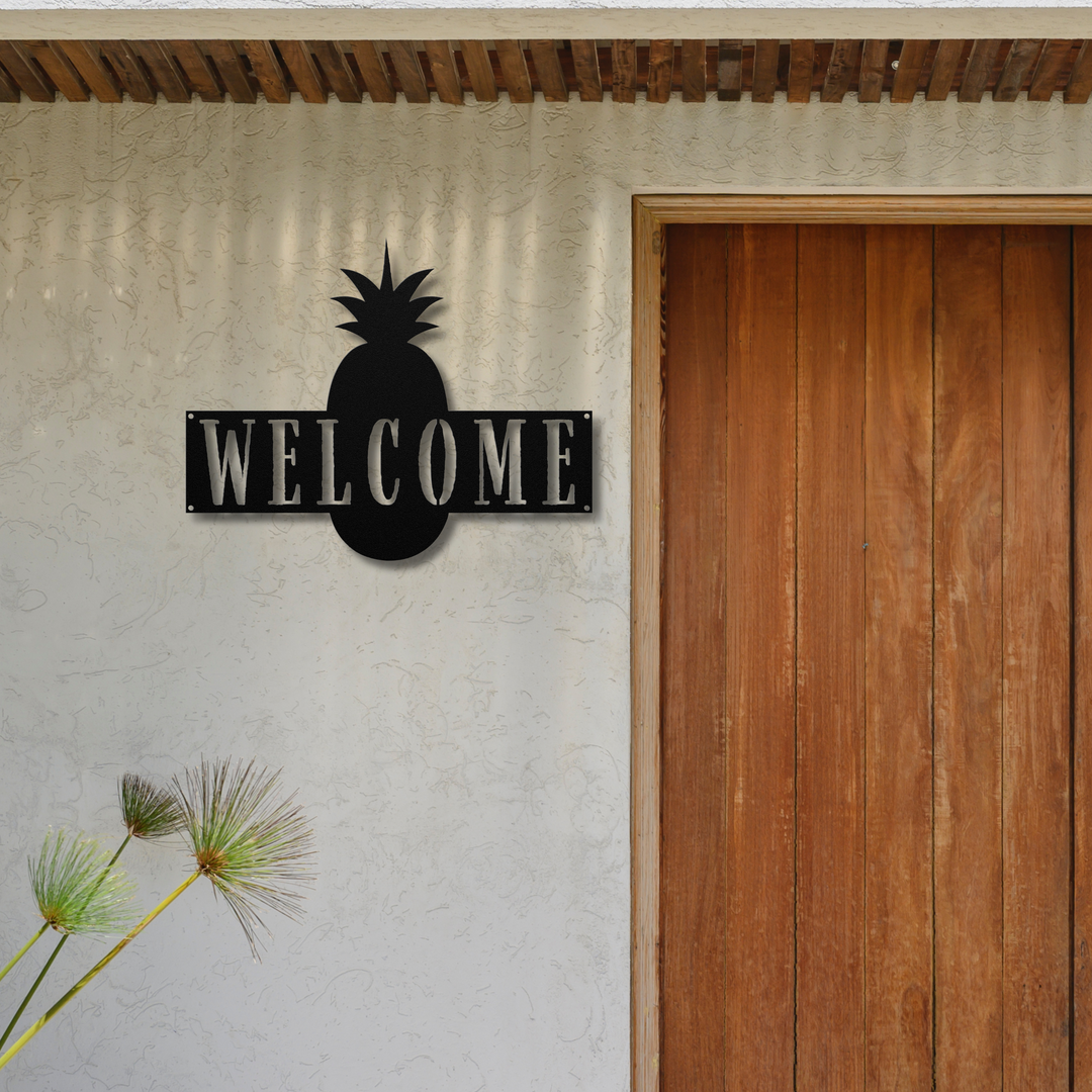 Pineapple Welcome Metal Wall Art