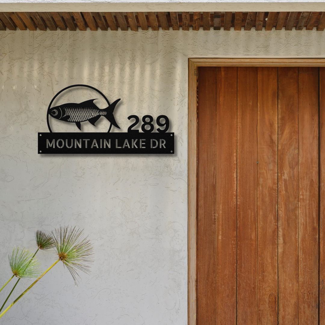 Fish Metal Address Sign