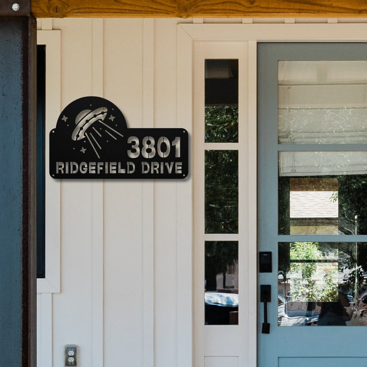 Spaceship Metal Address Sign