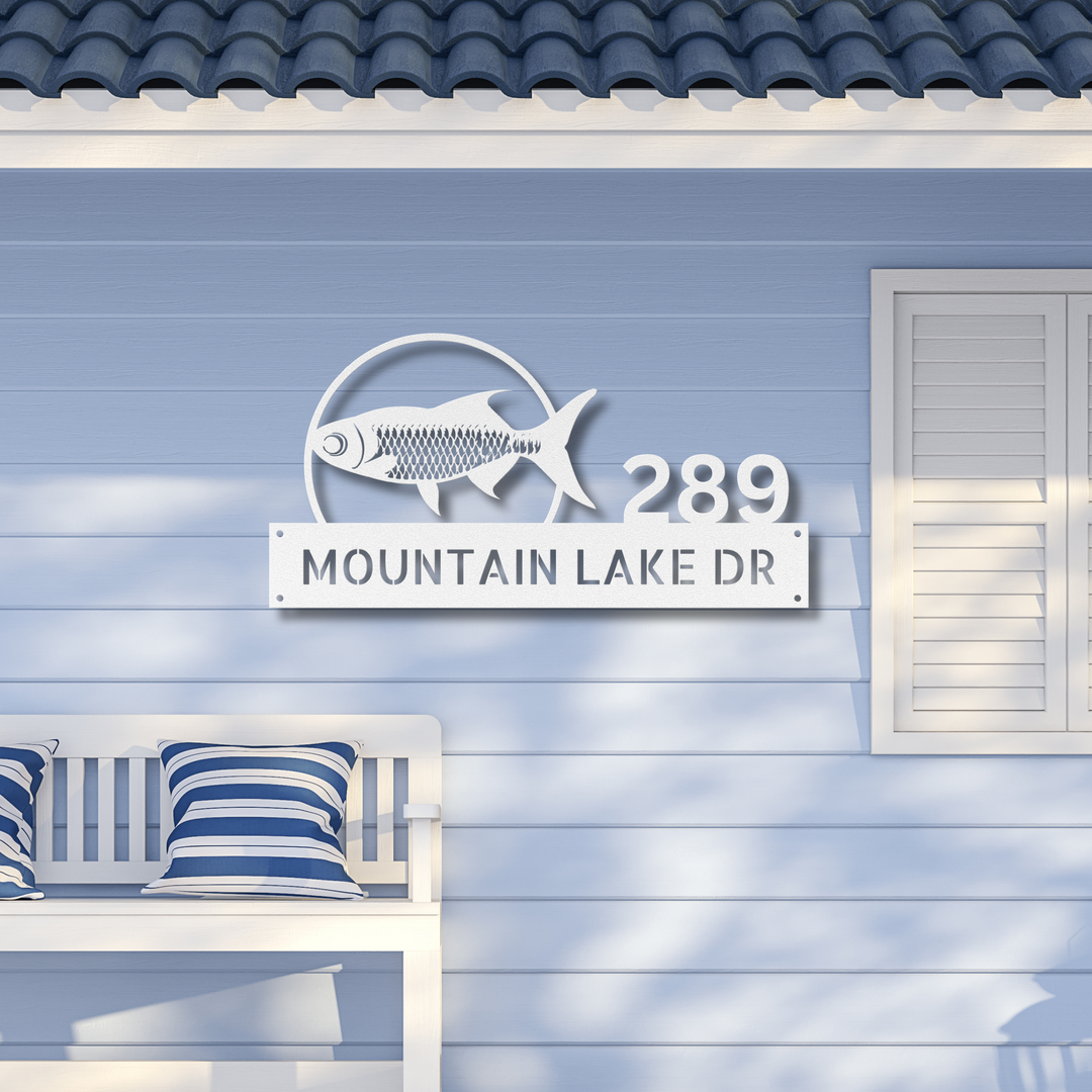 Fish Metal Address Sign