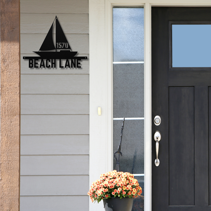 Sailboat Metal Address Sign