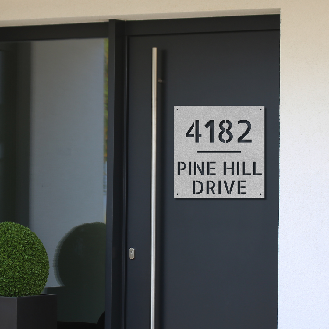 Modern Square Metal Address Sign