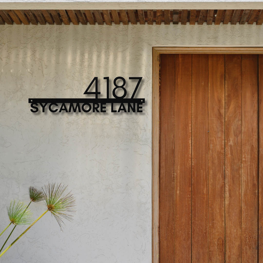 Modern Horizontal Right Metal Address Sign