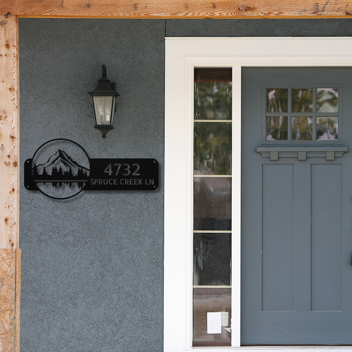 Mountains Metal Address Sign