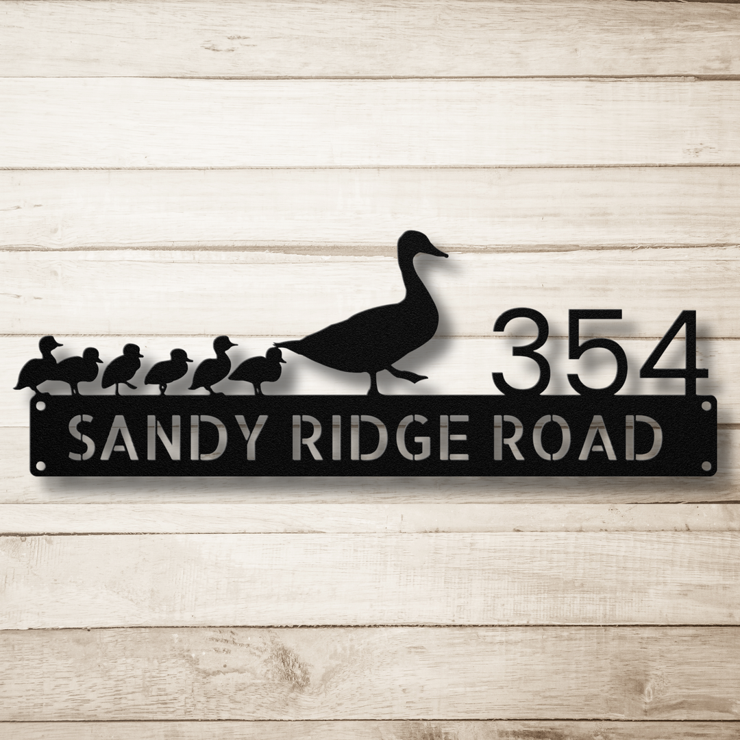 Duck and Ducklings Metal Address Sign