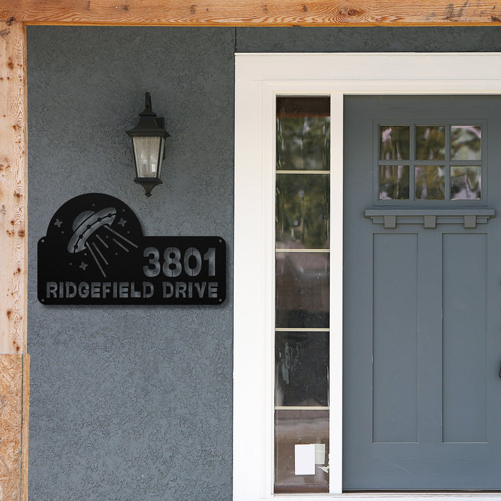 Spaceship Metal Address Sign