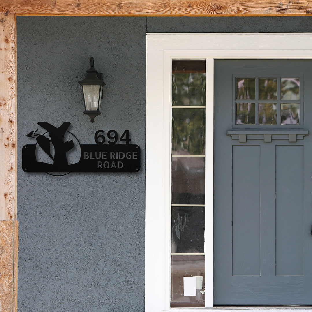 Woodpecker Metal Address Sign