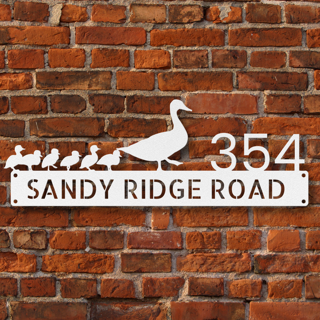 Duck and Ducklings Metal Address Sign