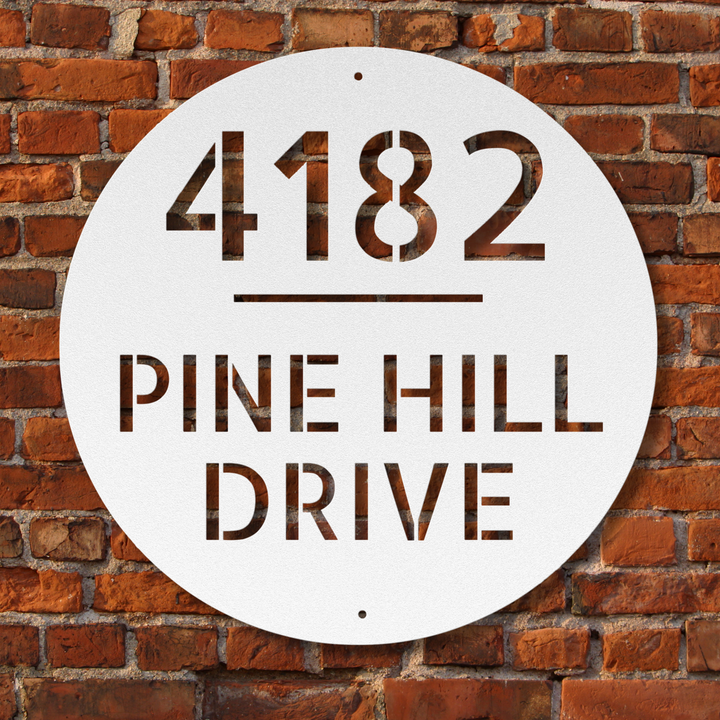 Round Metal Address Sign Modern Circle Metal Address Sign – Mighty River Metal Designs