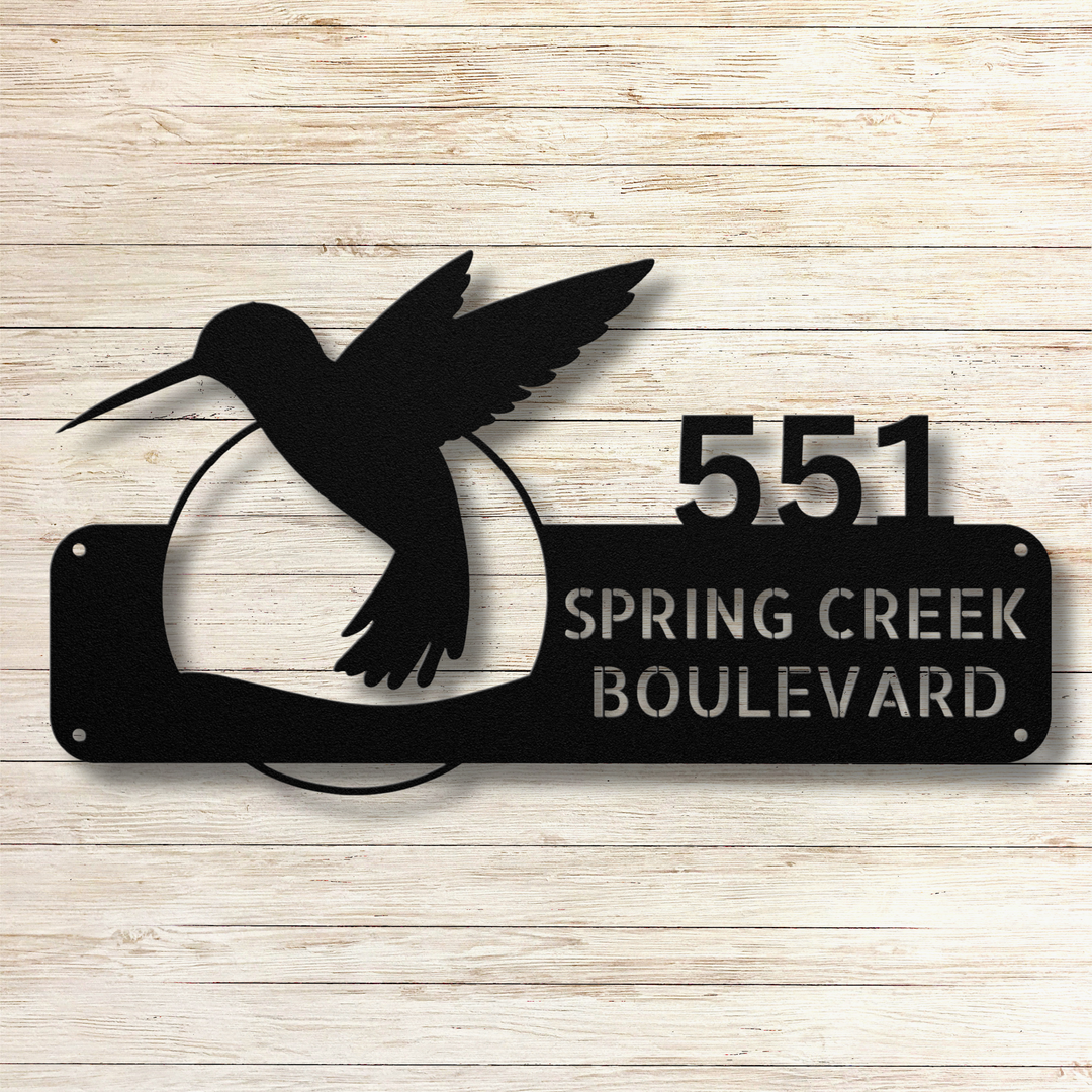 Hummingbird Metal Address Sign