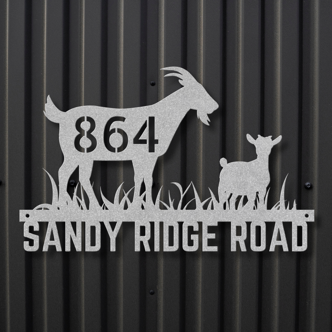 Goats Metal Address Sign