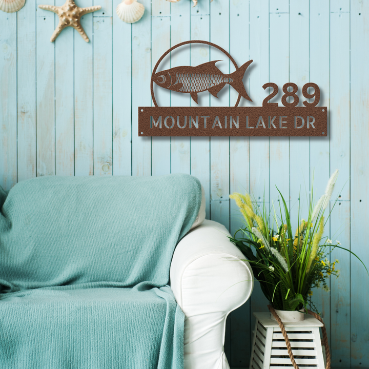 Fish Metal Address Sign