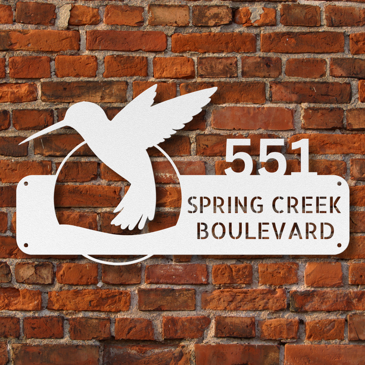 Hummingbird Metal Address Sign