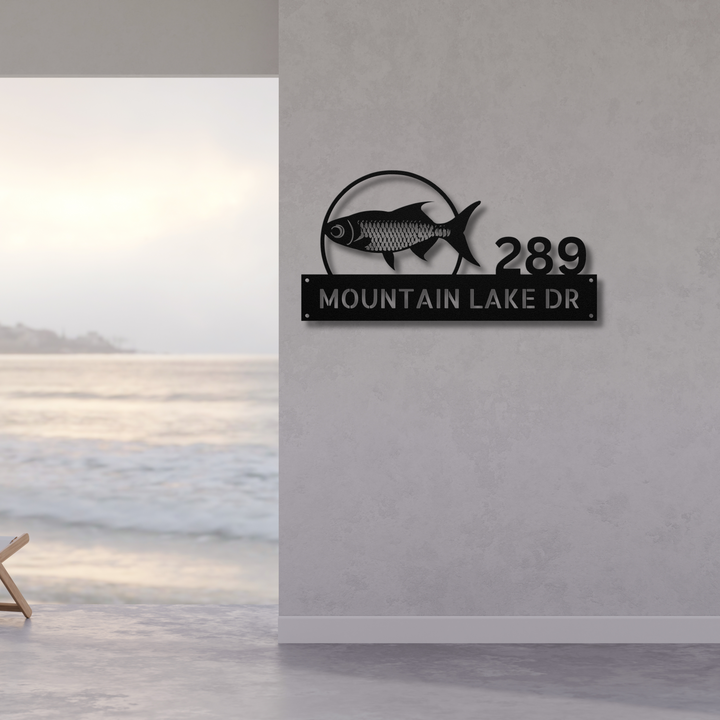 Fish Metal Address Sign