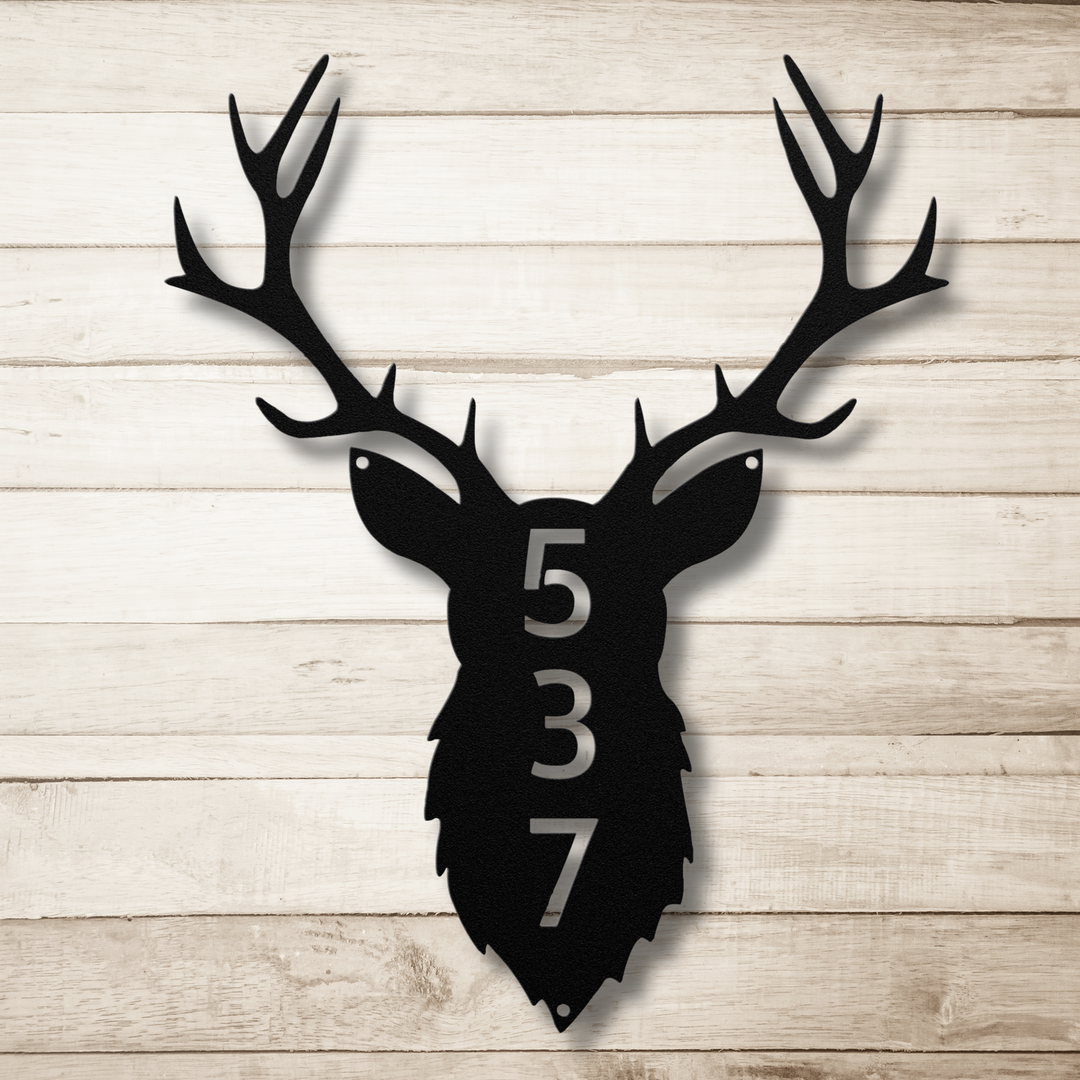 Deer Head Metal Address Sign