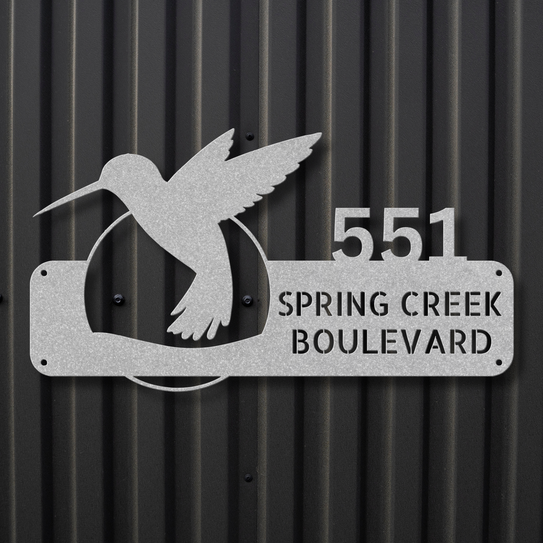 Hummingbird Metal Address Sign