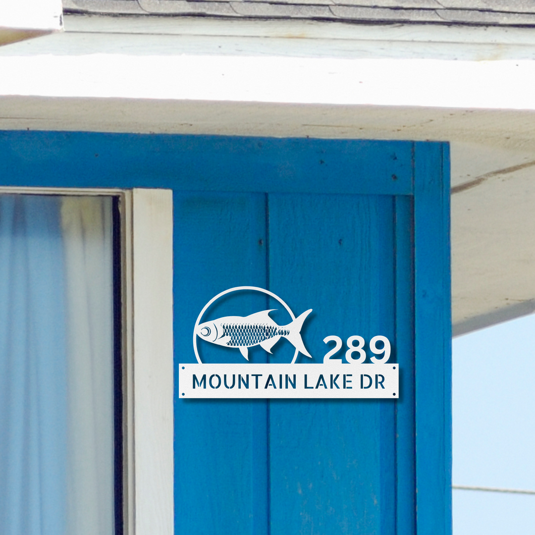 Fish Metal Address Sign