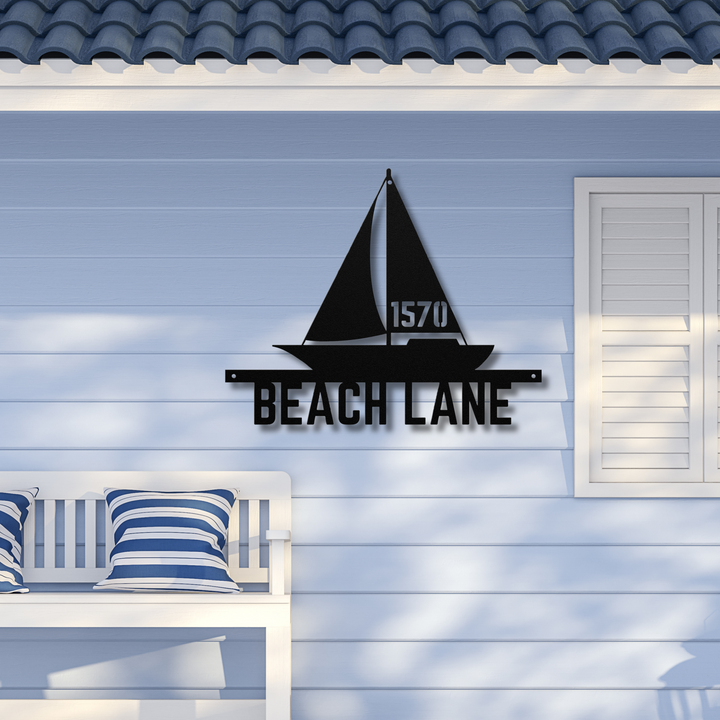 Sailboat Metal Address Sign