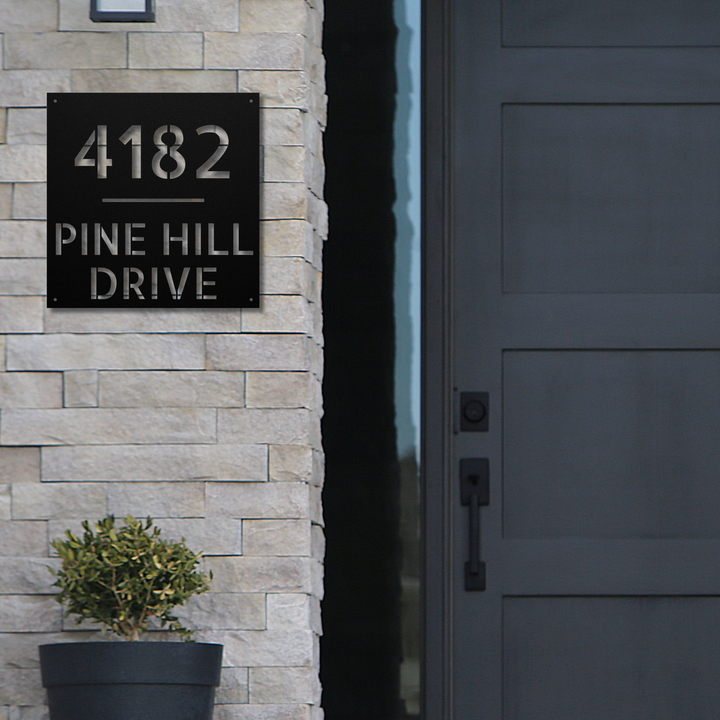 Modern Square Metal Address Sign