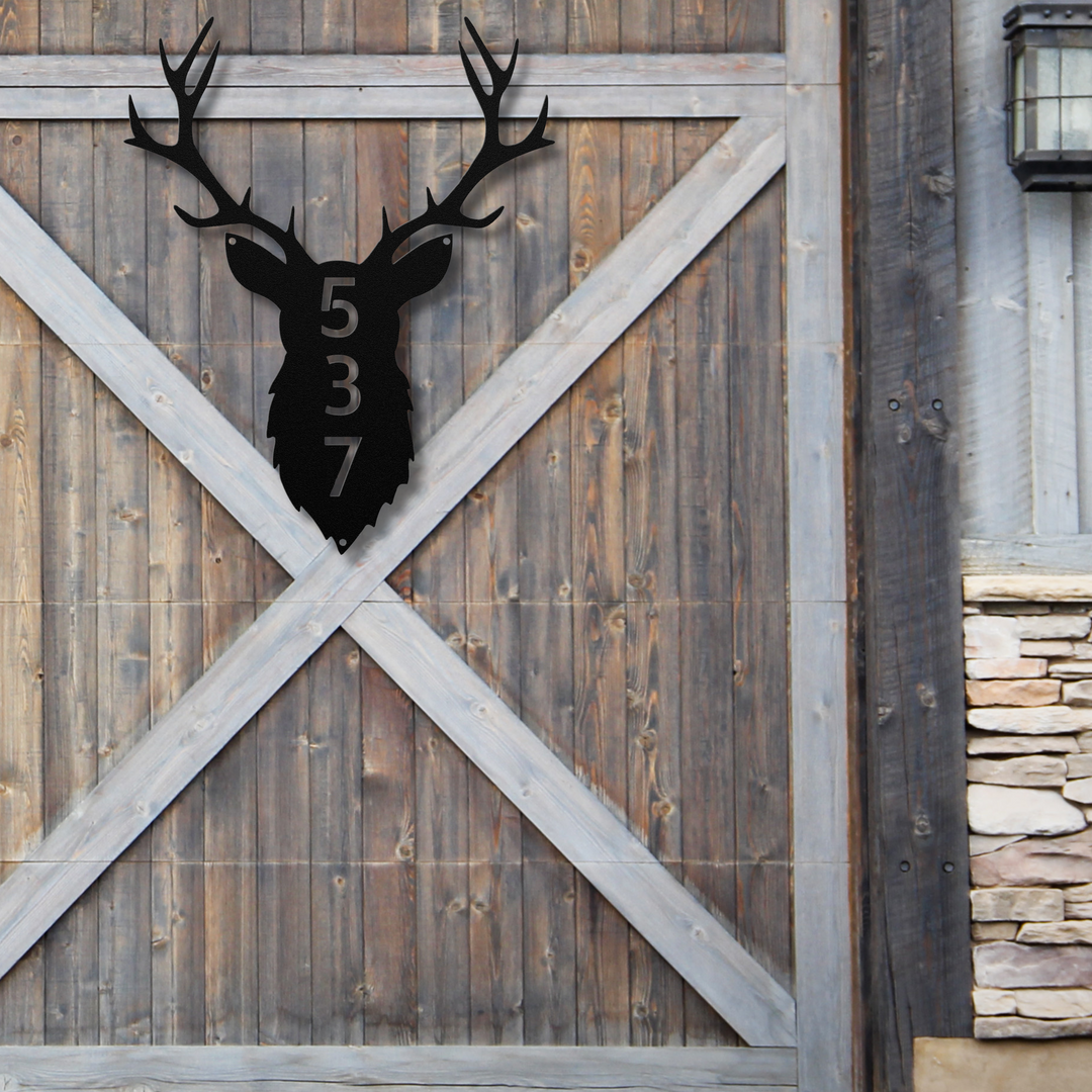 Deer Head Metal Address Sign