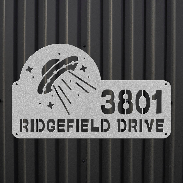 Spaceship Metal Address Sign