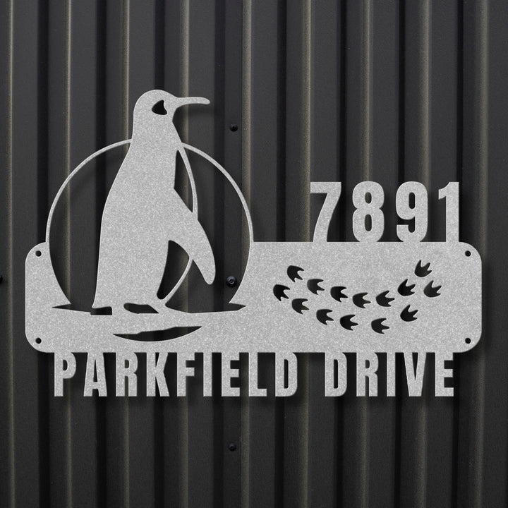 Penguin Metal Address Sign