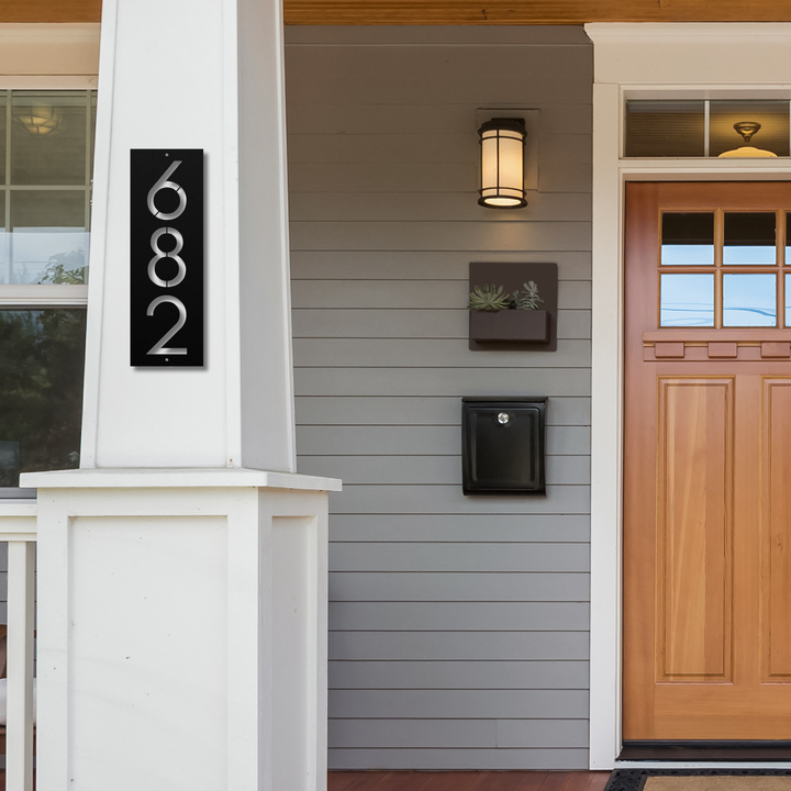 Modern Vertical Metal Address Sign