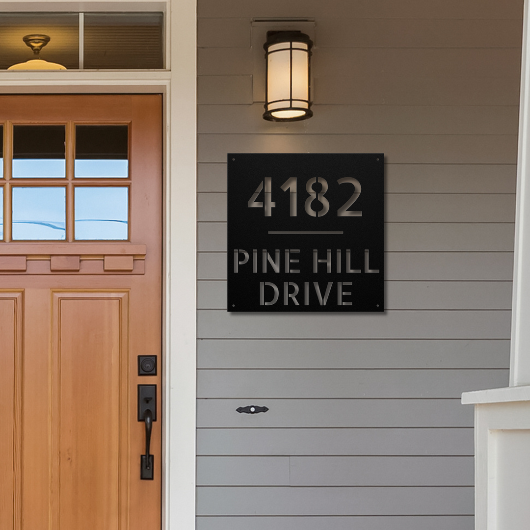 Modern Square Metal Address Sign