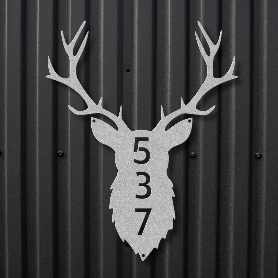 Deer Head Metal Address Sign