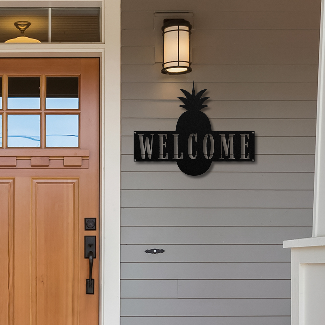 Pineapple Welcome Metal Wall Art