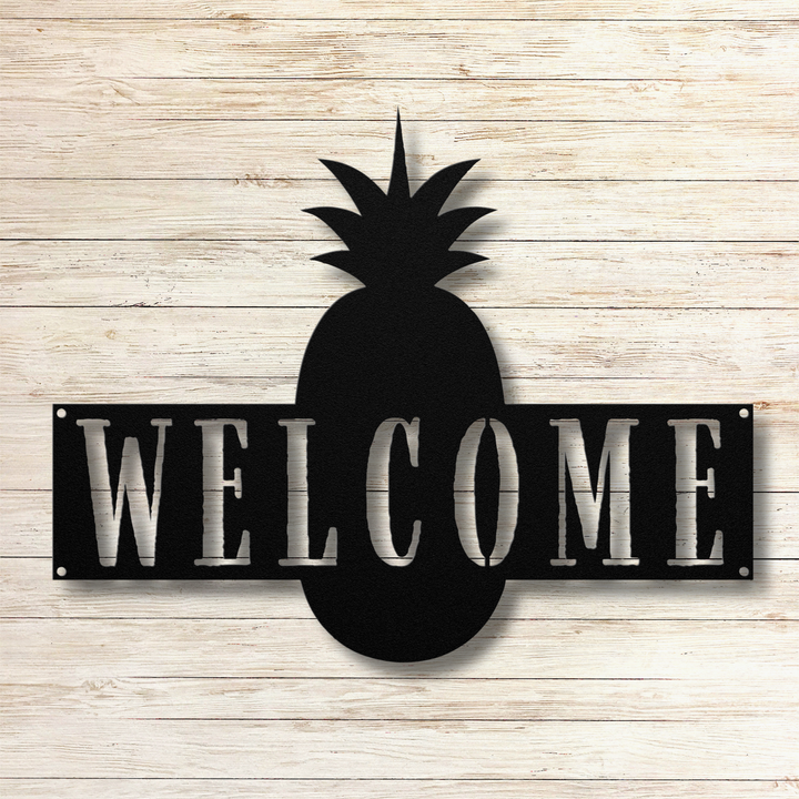 Pineapple Welcome Metal Wall Art