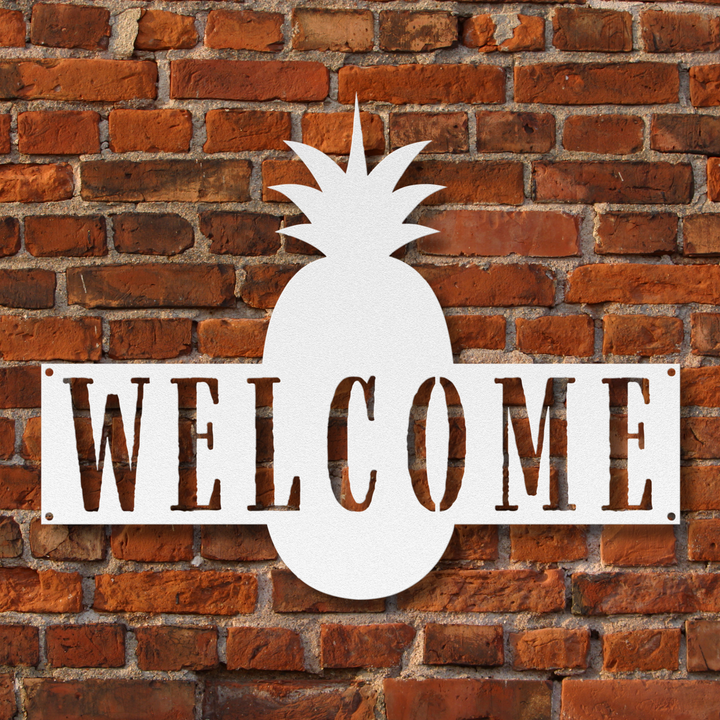 Pineapple Welcome Metal Wall Art