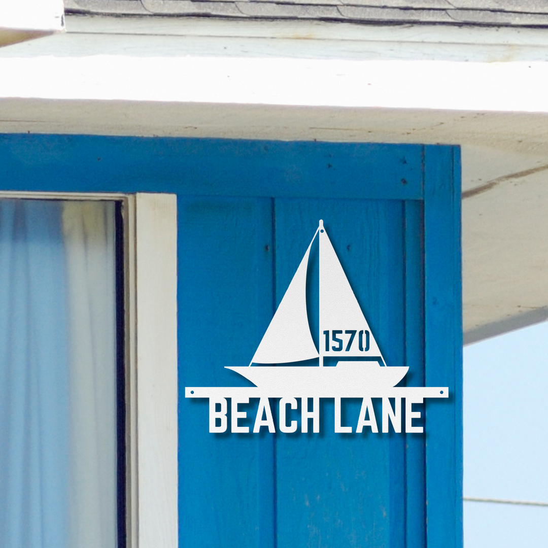 Sailboat Metal Address Sign