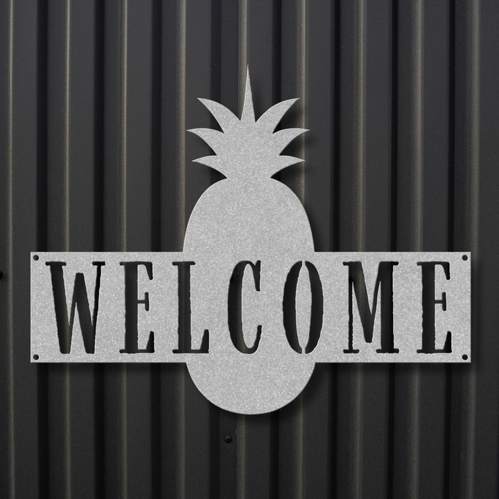 Pineapple Welcome Metal Wall Art