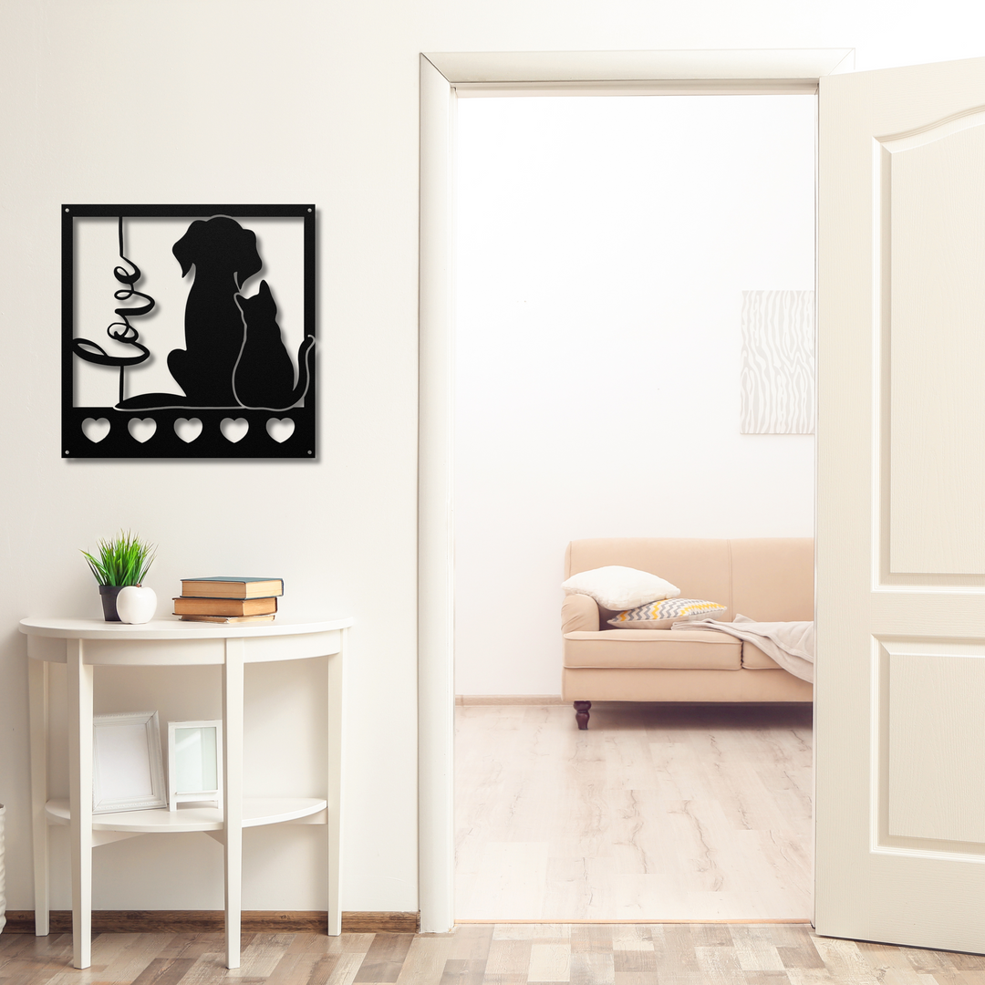 Dog and Cat Love Metal Wall Art