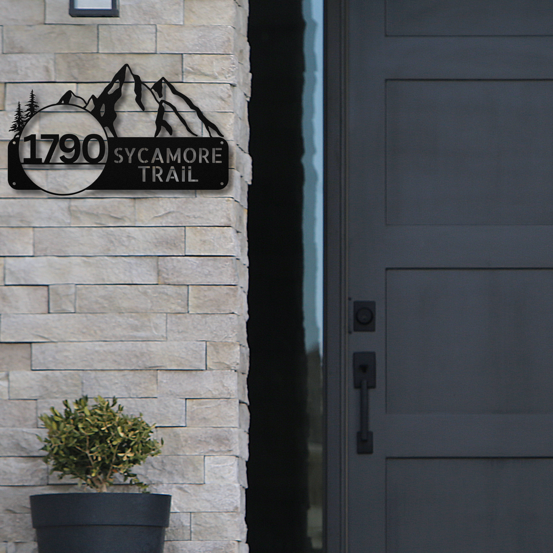 Mountains Metal Address Sign