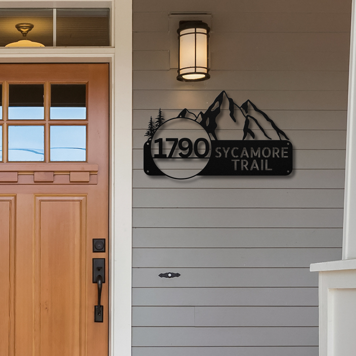 Mountains Metal Address Sign