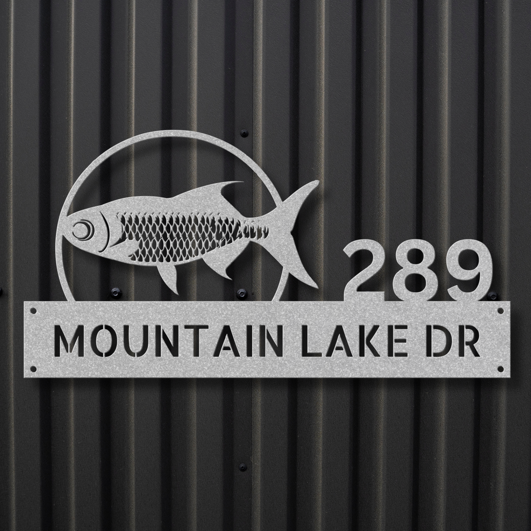 Fish Metal Address Sign