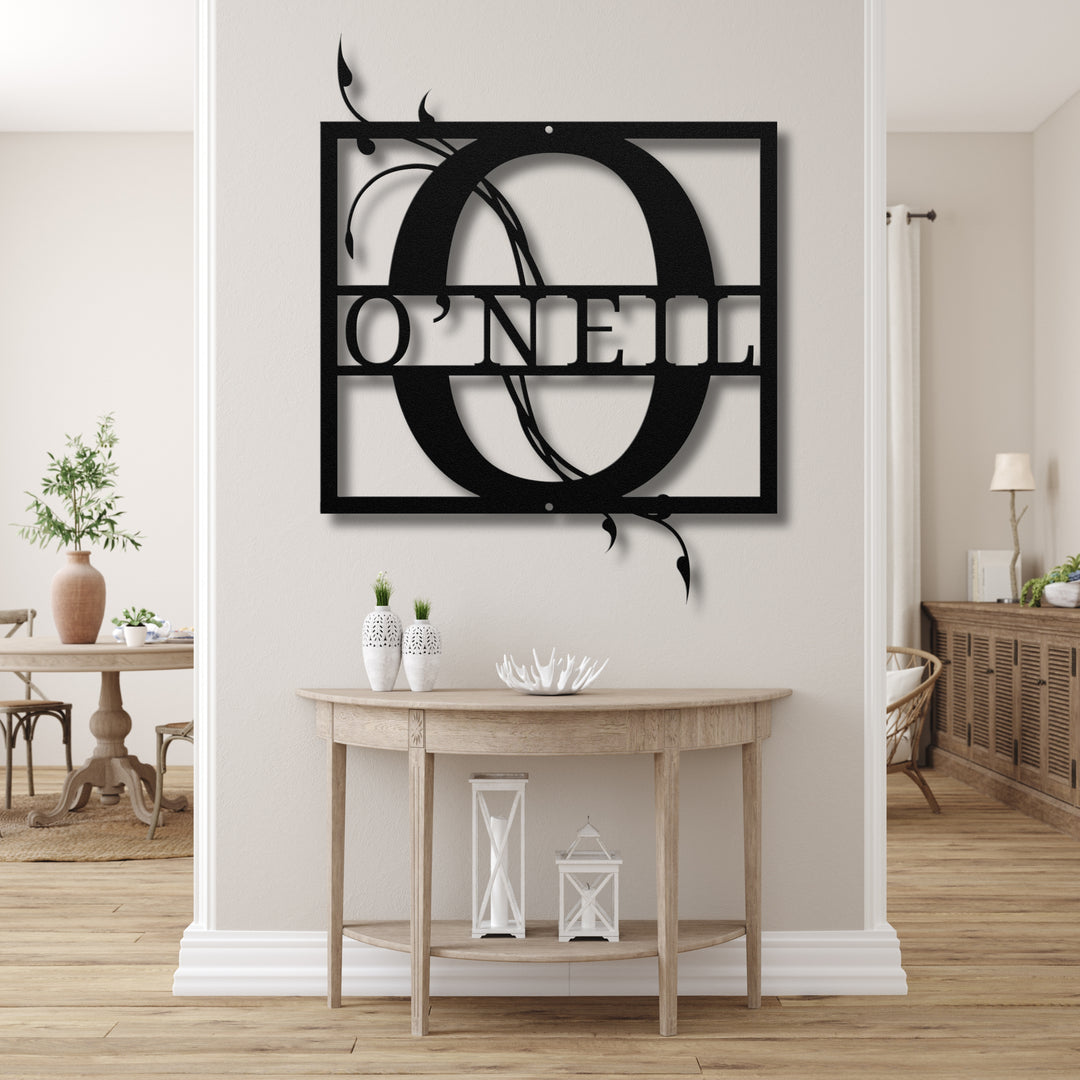 Monogram Name Metal Sign
