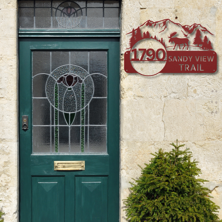 Moose and Moutains Metal Address Sign