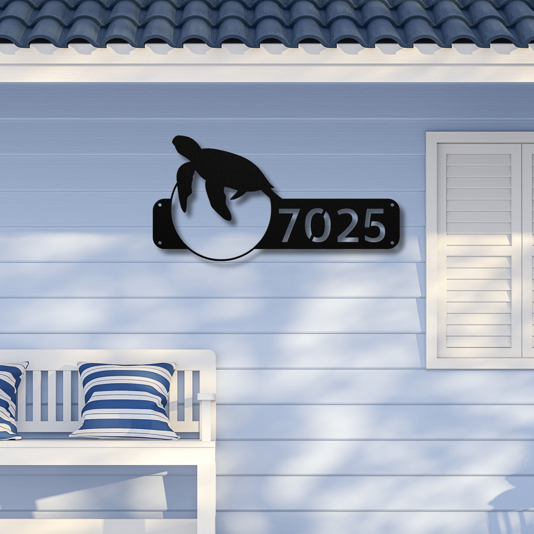 Sea Turtle Metal Address Sign