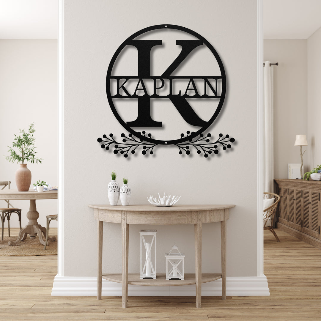 Monogram Name Metal Sign