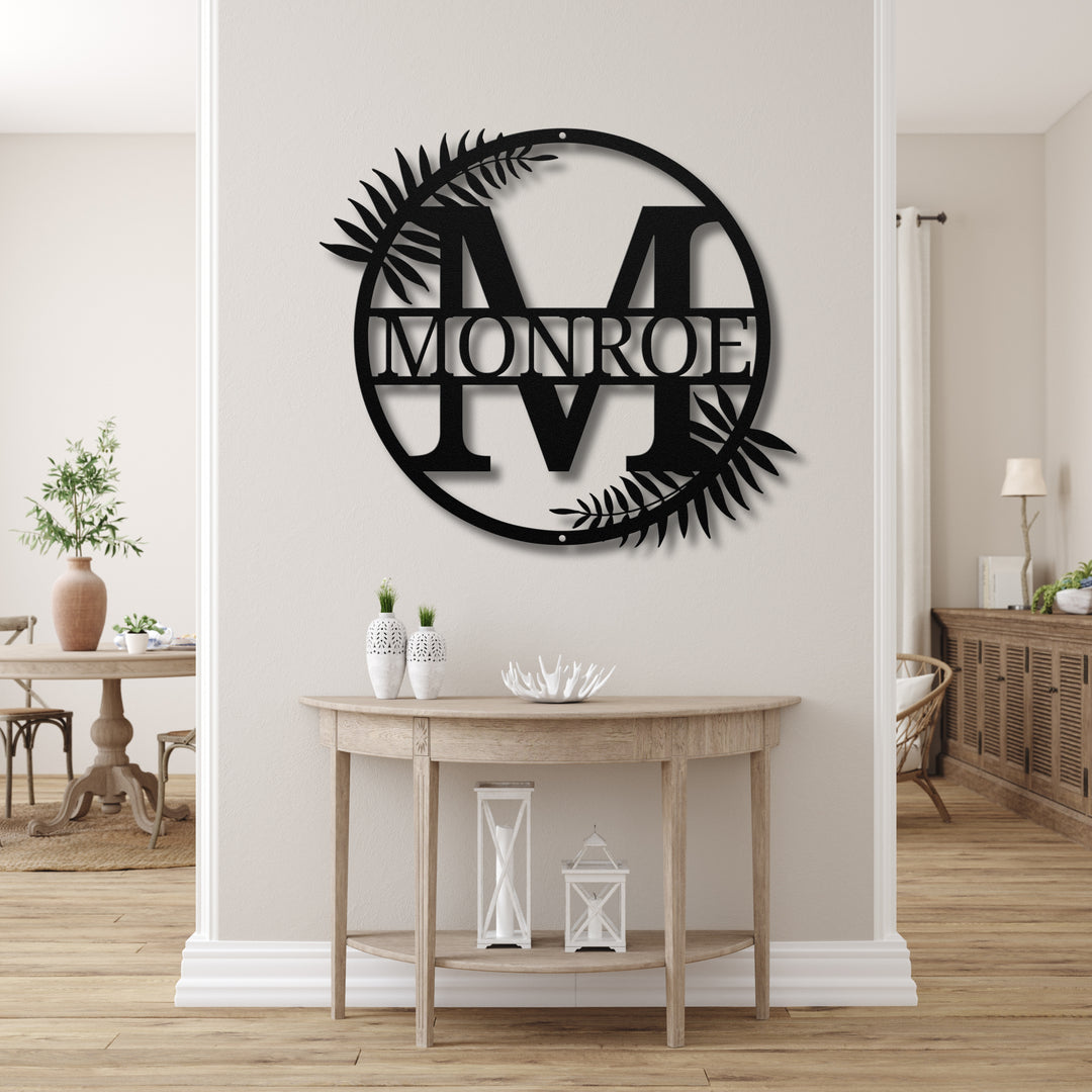 Monogram Name Metal Sign