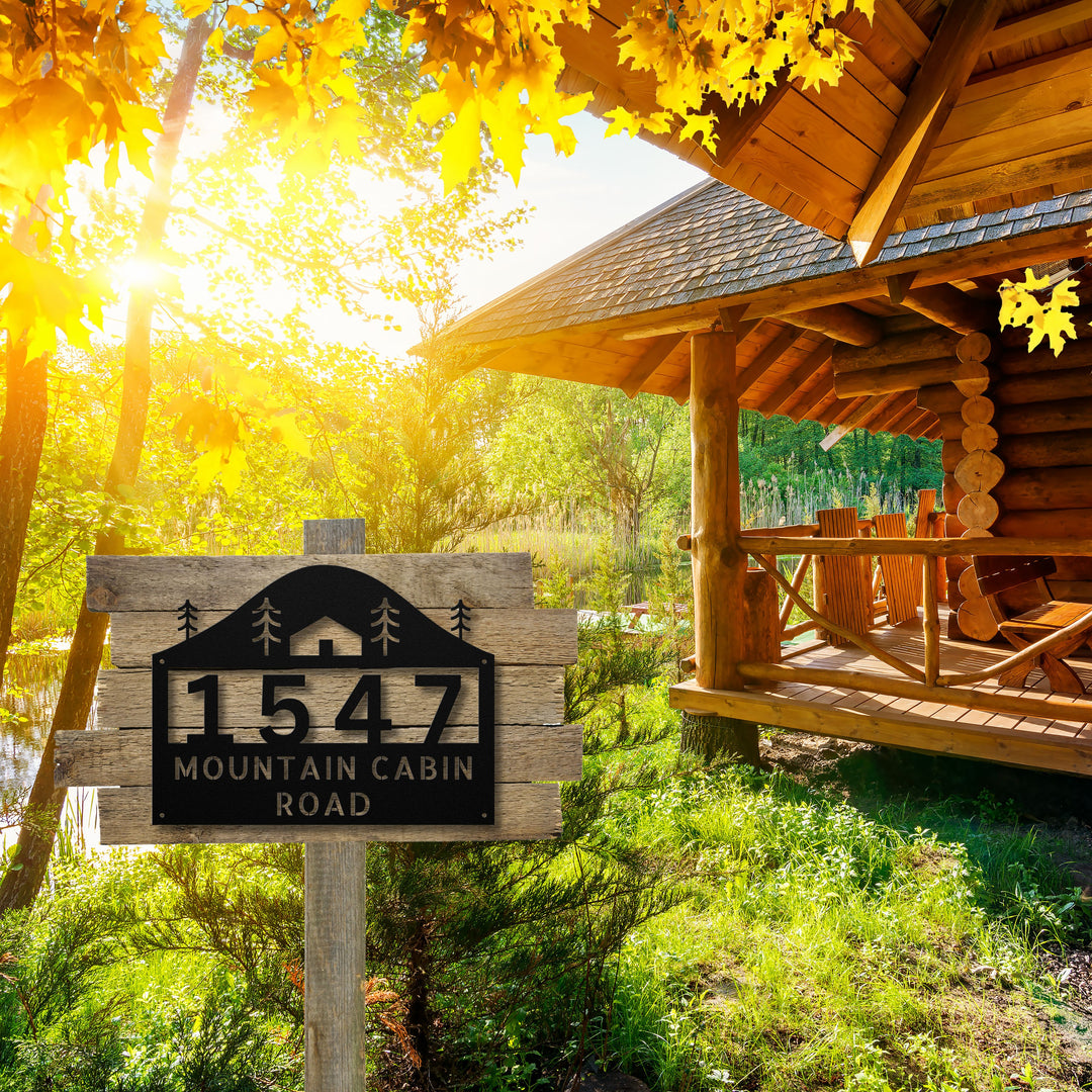 Cabin Metal Address Sign