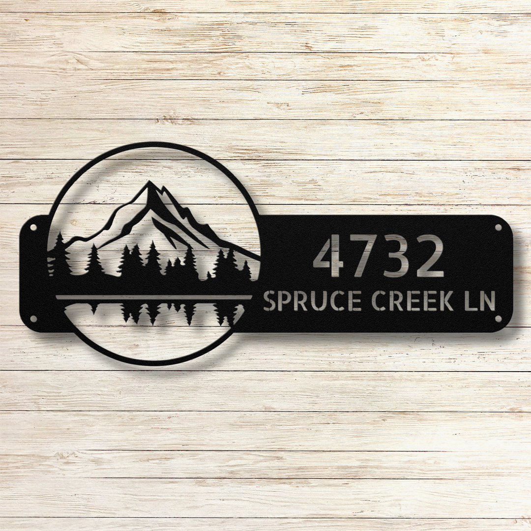 Mountains Metal Address Sign