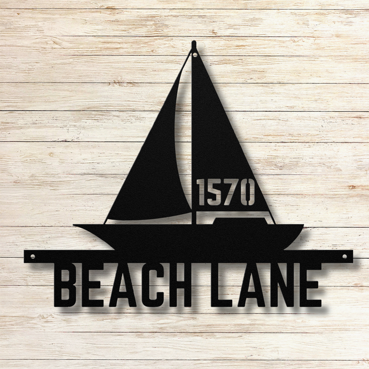 Sailboat Metal Address Sign