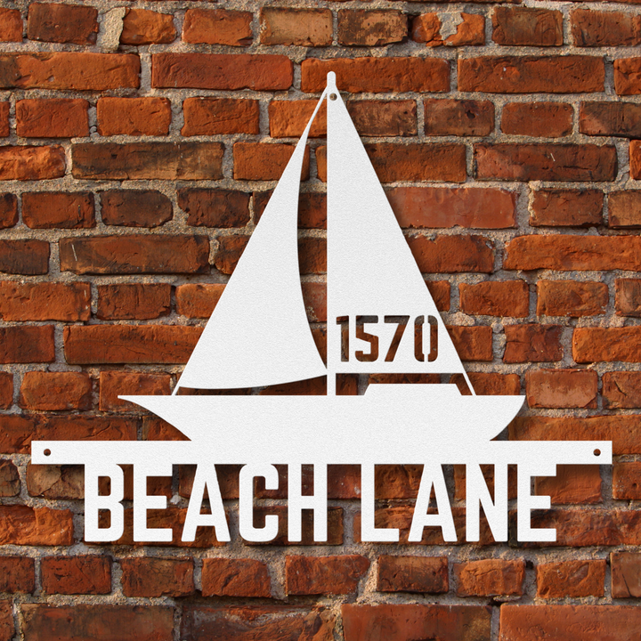 Sailboat Metal Address Sign