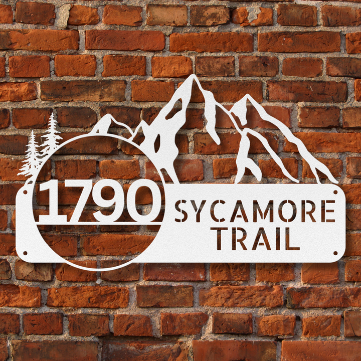 Mountains Metal Address Sign